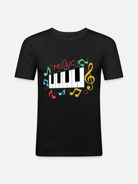 musique - T-shirt près du corps Homme - noir