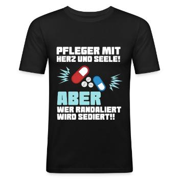 Caregiver With - Men's Slim Fit T-Shirt - black - Front - Nik (191cm)