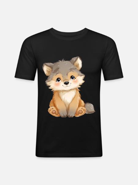 Cute Baby Wolf - Men's Slim Fit T-Shirt - black