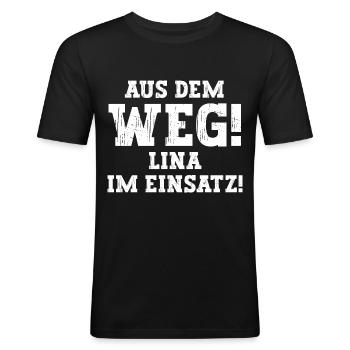 Lina Lustiger Spruch Vorname Name Lina - Männer Slim Fit T-Shirt - Schwarz - Vorne - Nik (191cm)