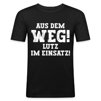 Lutz Lustiger Spruch Vorname Name Lutz - Männer Slim Fit T-Shirt - Schwarz - Vorne - Nik (191cm)