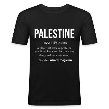 Palästina Geschenk Free Palestine Gaza Streifen - Männer Slim Fit T-Shirt - Schwarz - Vorne - Nik (191cm)