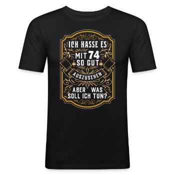 74 Geburtstag Party Alter Baujahr - Männer Slim Fit T-Shirt - Schwarz - Vorne - Nik (191cm)