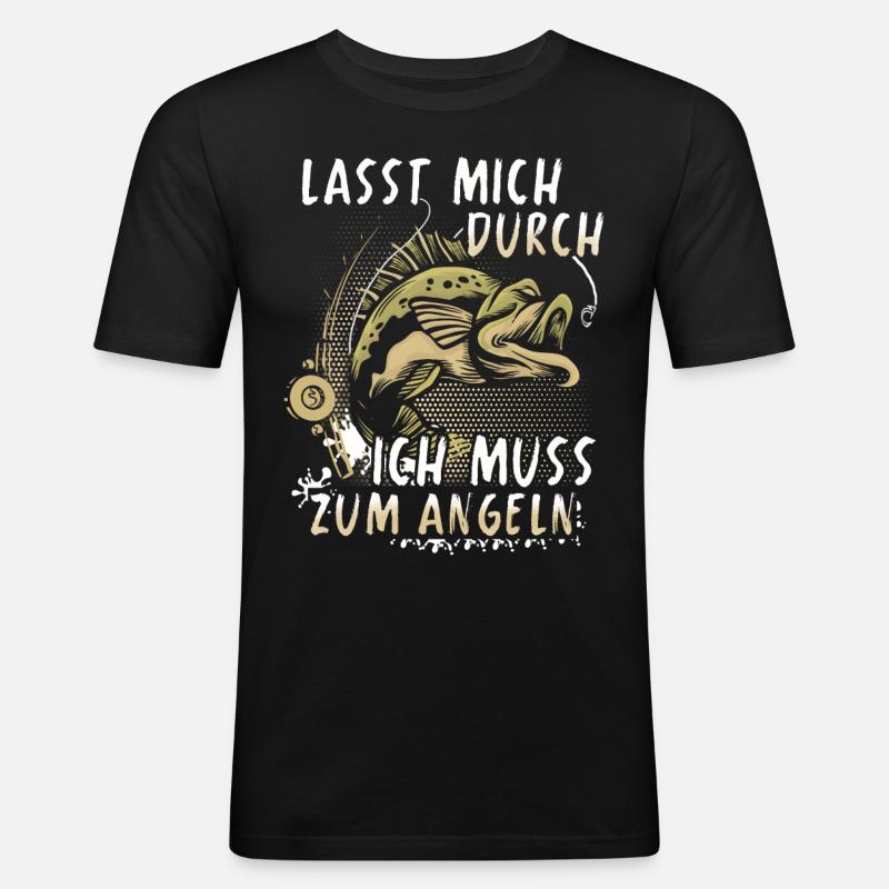 Angeln - Männer Slim Fit T-Shirt - Schwarz