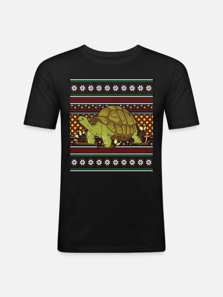 Ugly Christmas Sweater Christmas Turtle - Men's Slim Fit T-Shirt - black
