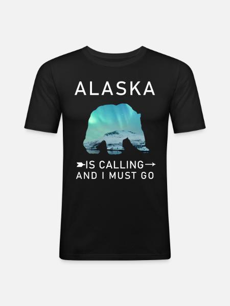 Alaska - Männer Slim Fit T-Shirt - Schwarz