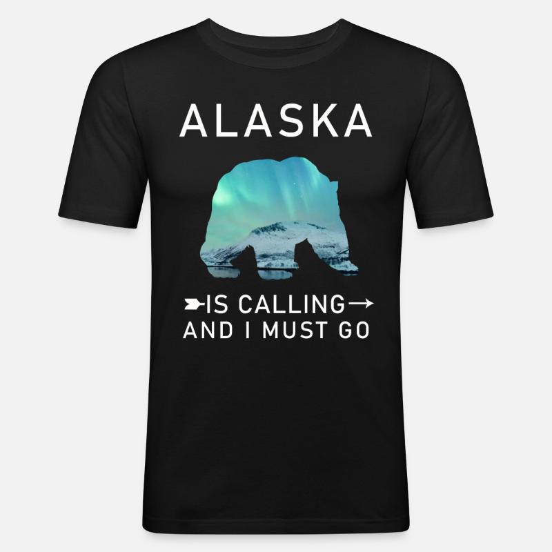Alaska - Männer Slim Fit T-Shirt - Schwarz