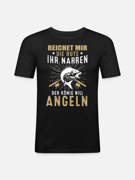 Angeln - Männer Slim Fit T-Shirt - Schwarz