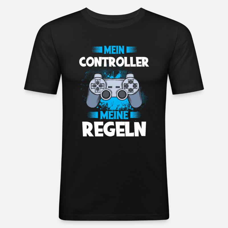 Zocken - Männer Slim Fit T-Shirt - Schwarz