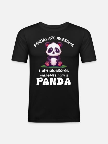 Panda Panda Bear Funny - Men's Slim Fit T-Shirt - black