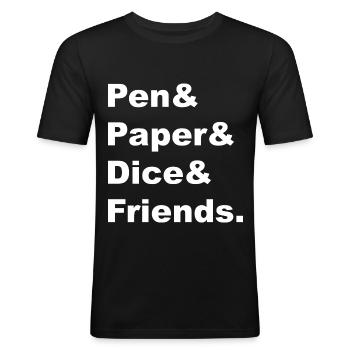 Stylo et papier Jeux de société Game Night RPG Gift - T-shirt près du corps Homme - noir - Devant - Nik (191cm)