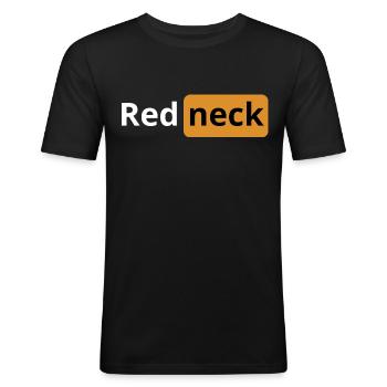 Redneck | porn logo | dumb design - Men's Slim Fit T-Shirt - black - Front - Nik (191cm)