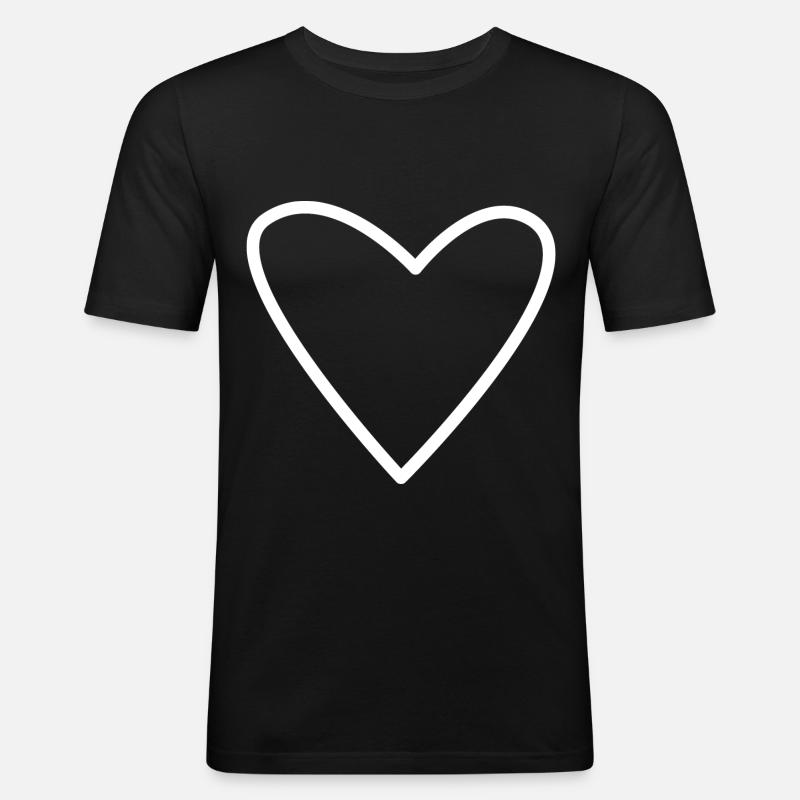 Weißes Herz - Männer Slim Fit T-Shirt - Schwarz