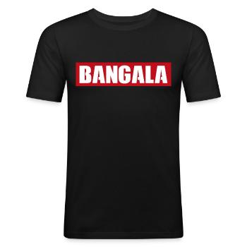 Bangala | logo skate deluxe | cadeau beauf - T-shirt près du corps Homme - noir - Devant - Nik (191cm)