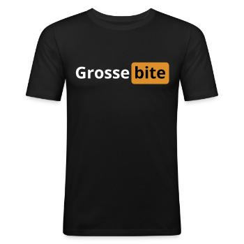 Grosse bite | logo porno | cadeau beauf - T-shirt près du corps Homme - noir - Devant - Nik (191cm)
