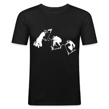 Scooter Geschenk - Männer Slim Fit T-Shirt - Schwarz - Vorne - Nik (191cm)