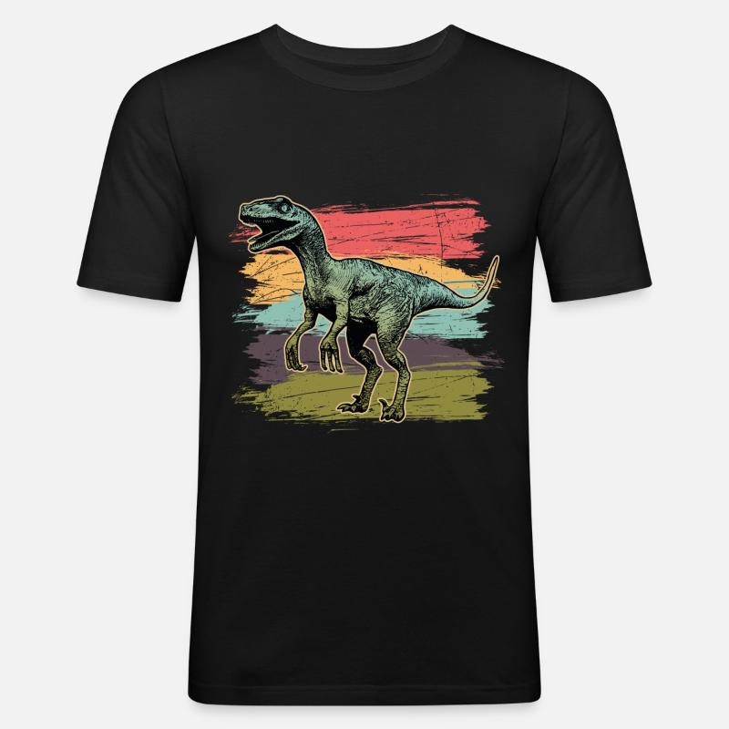 Dinosaurier Velociraptor Jäger - Männer Slim Fit T-Shirt - Schwarz
