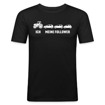 traktor ich meine follower trecker landwirt - Männer Slim Fit T-Shirt - Schwarz - Vorne - Nik (191cm)