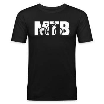 mountainbike t-shirt MTB mountainbiker - Männer Slim Fit T-Shirt - Schwarz - Vorne - Nik (191cm)