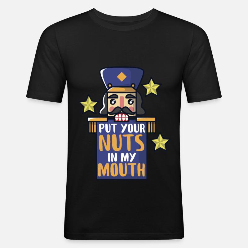 Nutcracker cracks nuts - Men's Slim Fit T-Shirt - black