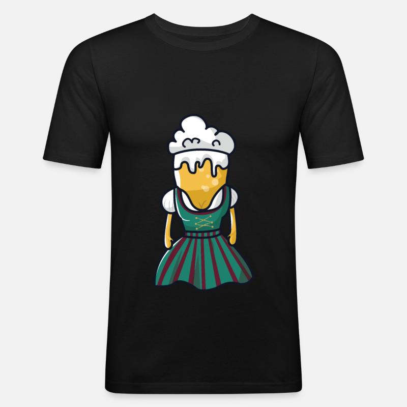 Bier Dirndl Bierzelt - Männer Slim Fit T-Shirt - Schwarz