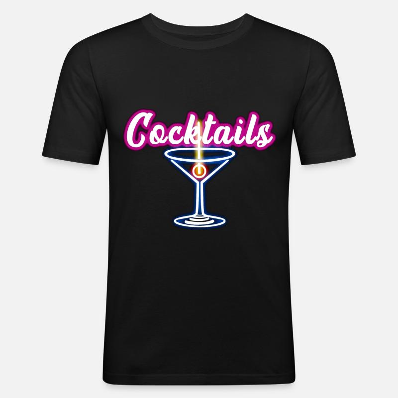 Cocktail - Männer Slim Fit T-Shirt - Schwarz
