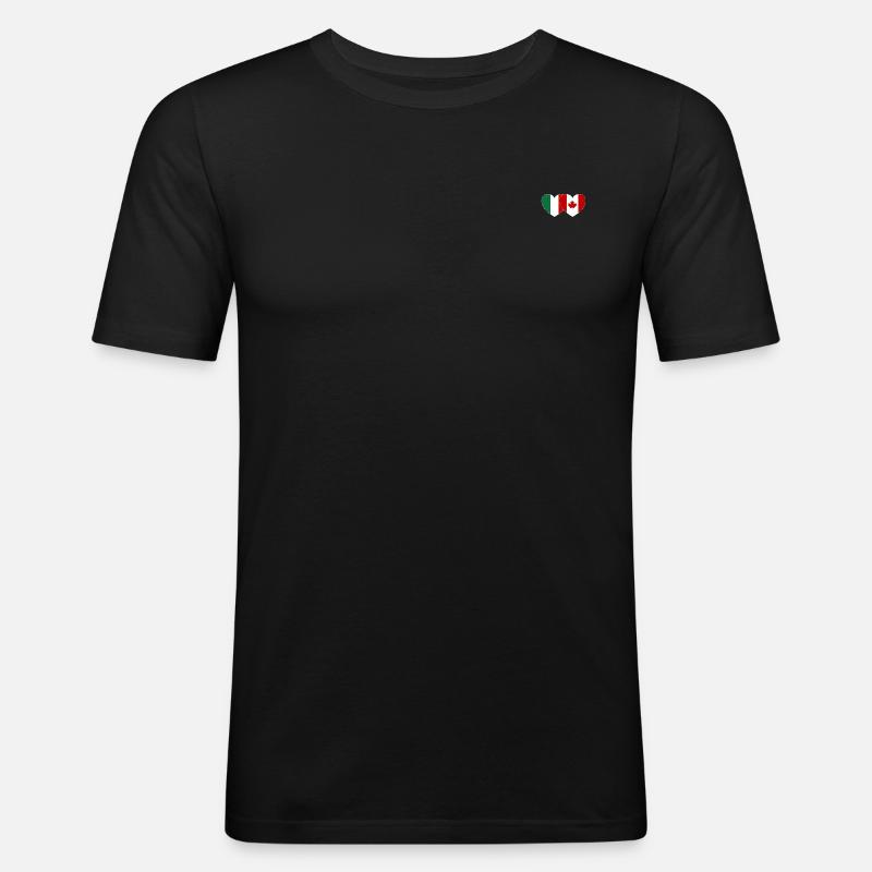 Italia Canada Flag Cuore - Maglietta aderente da uomo - nero