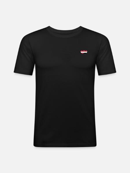 Austria Egypt Flag Heart - Men's Slim Fit T-Shirt - black