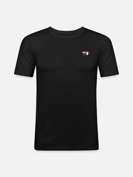 Slovenia Italy Flag Heart - Men's Slim Fit T-Shirt - black