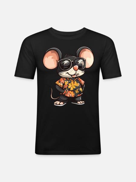 Mouse Comic Funny Summer - Men's Slim Fit T-Shirt - black
