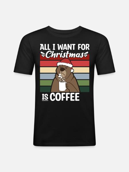 Retro Christmas Saying - Men's Slim Fit T-Shirt - black