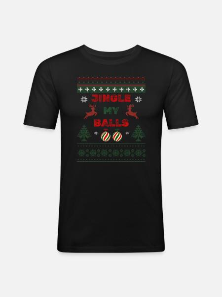 Jingle meine Eier - Männer Slim Fit T-Shirt - Schwarz