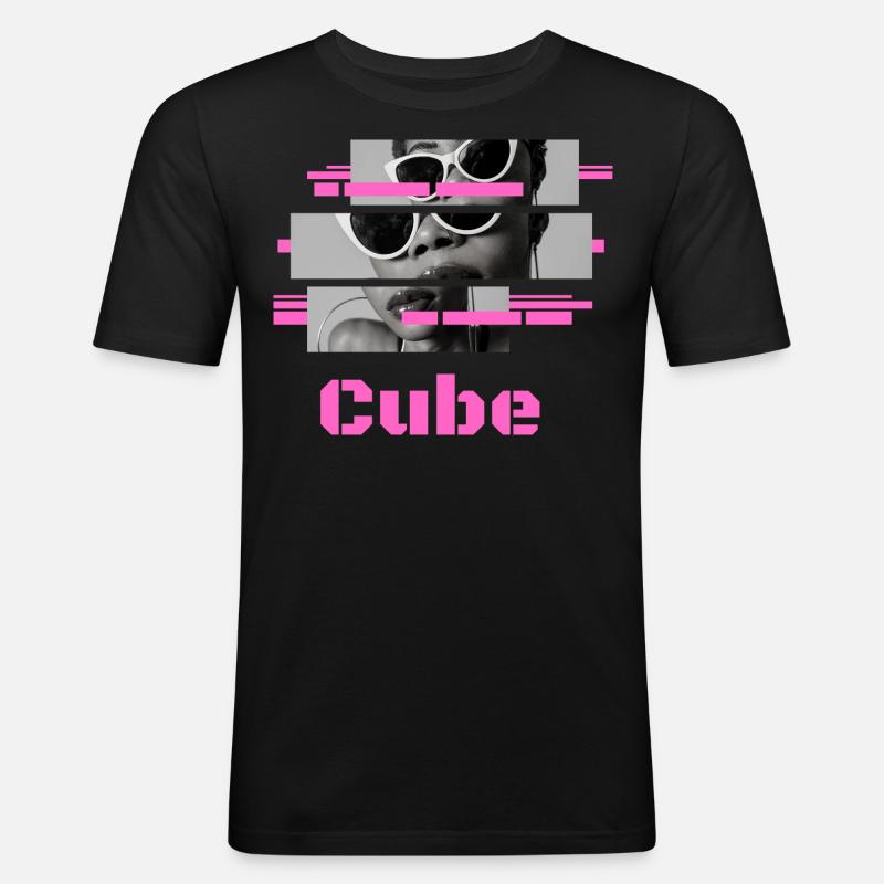 Sonnenbrille "Pink" Cube - Männer Slim Fit T-Shirt - Schwarz
