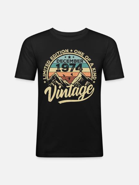 Original December 1974 - 51st Birthday Gift - Men's Slim Fit T-Shirt - black
