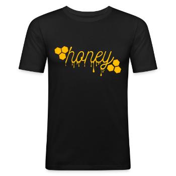 Honig Shirt ● fliessender Honig ● Geschenk - Männer Slim Fit T-Shirt - Schwarz - Vorne - Nik (191cm)