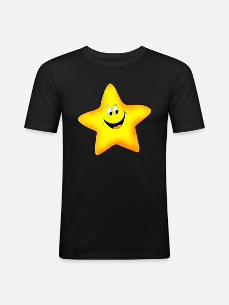 Stern lächelnd - Männer Slim Fit T-Shirt - Schwarz