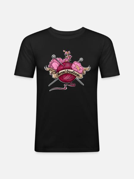 Serial tricoteuse - T-shirt près du corps Homme - noir