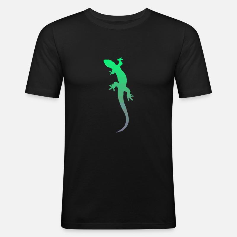 Gecko Salamander Echse - Männer Slim Fit T-Shirt - Schwarz