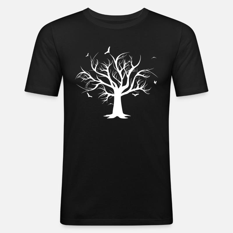 Baum - Männer Slim Fit T-Shirt - Schwarz
