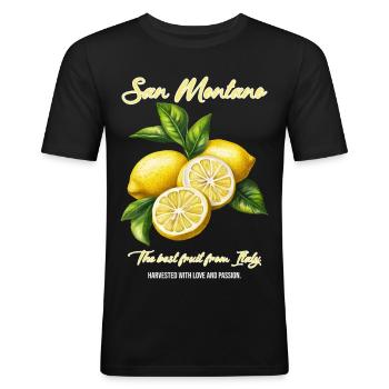 Lemon from San Montano Italy Style - Männer Slim Fit T-Shirt - Schwarz - Vorne - Nik (191cm)