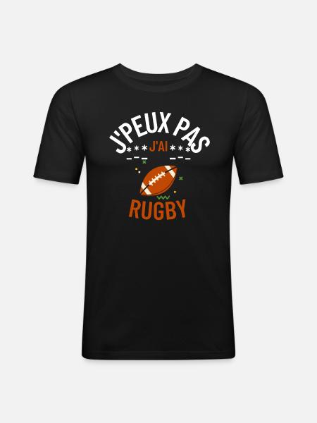 J'peux pas j'ai rugby - T-shirt près du corps Homme - noir