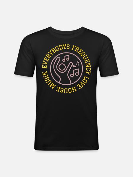 Everybodys Frequency - Männer Slim Fit T-Shirt - Schwarz