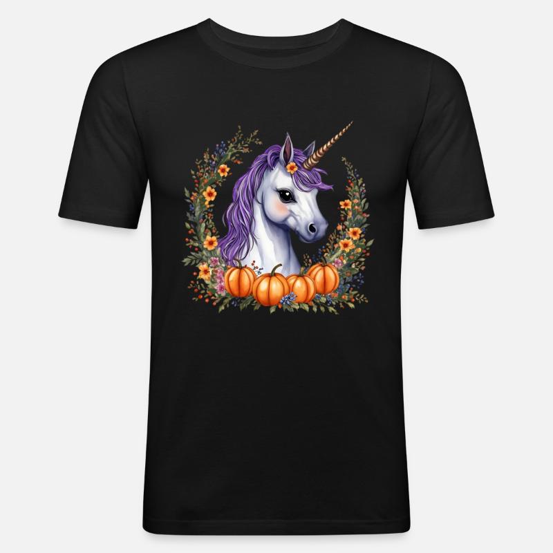 Halloween-Pony - Männer Slim Fit T-Shirt - Schwarz
