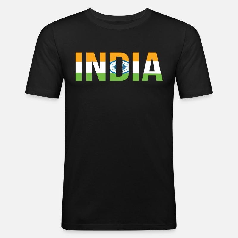 Indien - Männer Slim Fit T-Shirt - Schwarz