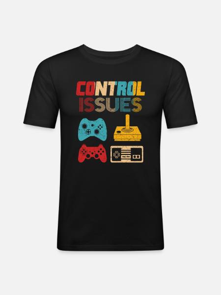 Retrogaming Gamer Gaming Controller Joystick - Männer Slim Fit T-Shirt - Schwarz