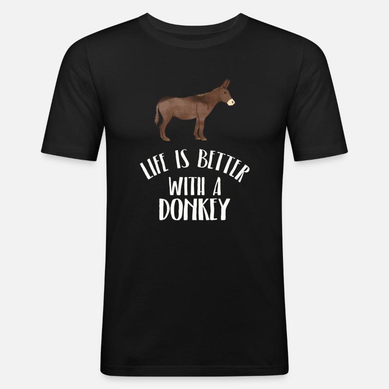 Esel - Männer Slim Fit T-Shirt - Schwarz