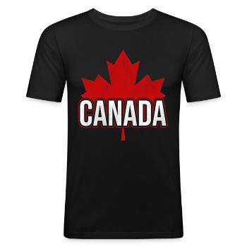 Feuille d'érable canadien drapeau canada canada - T-shirt près du corps Homme - noir - Devant - Nik (191cm)