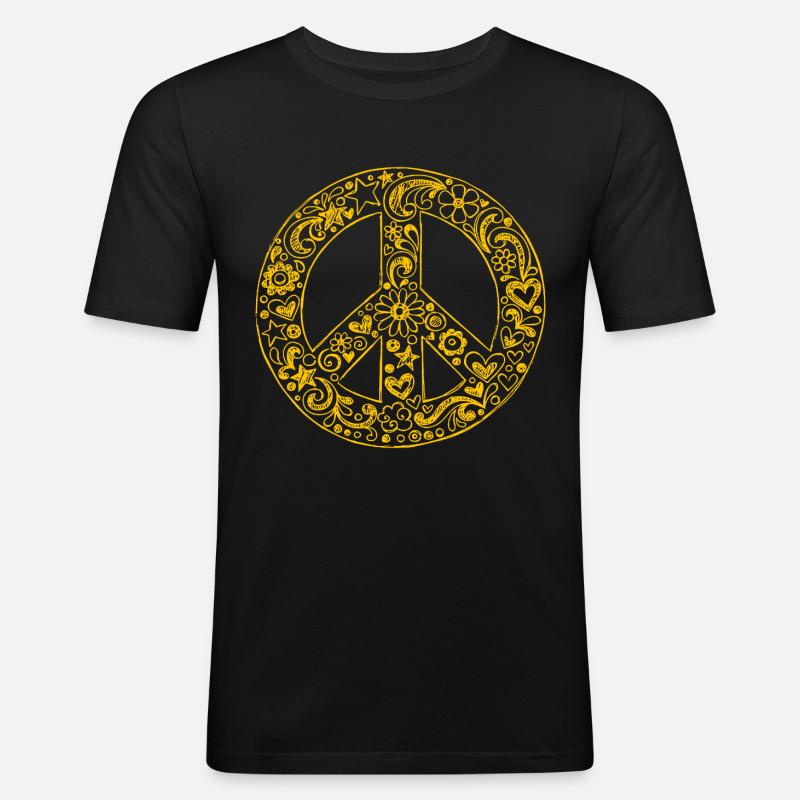 Peace Peacezeichen - Männer Slim Fit T-Shirt - Schwarz