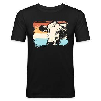 Kuh Kühe - Männer Slim Fit T-Shirt - Schwarz - Vorne - Nik (191cm)