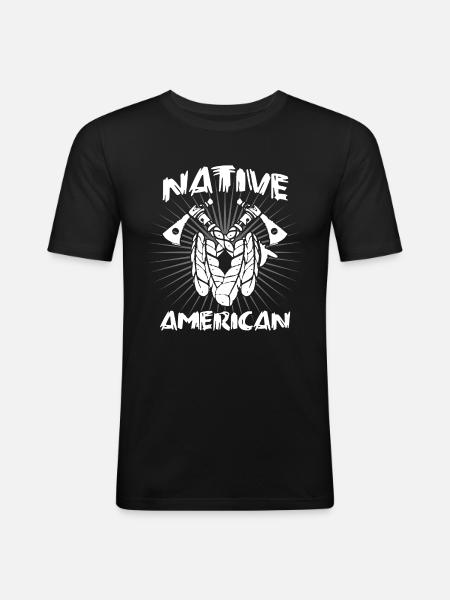 Native American Indian Native - T-shirt près du corps Homme - noir